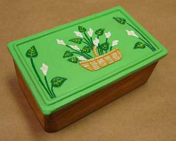Decorative Wooden Boxes - Hand Painted Ceramic Lid